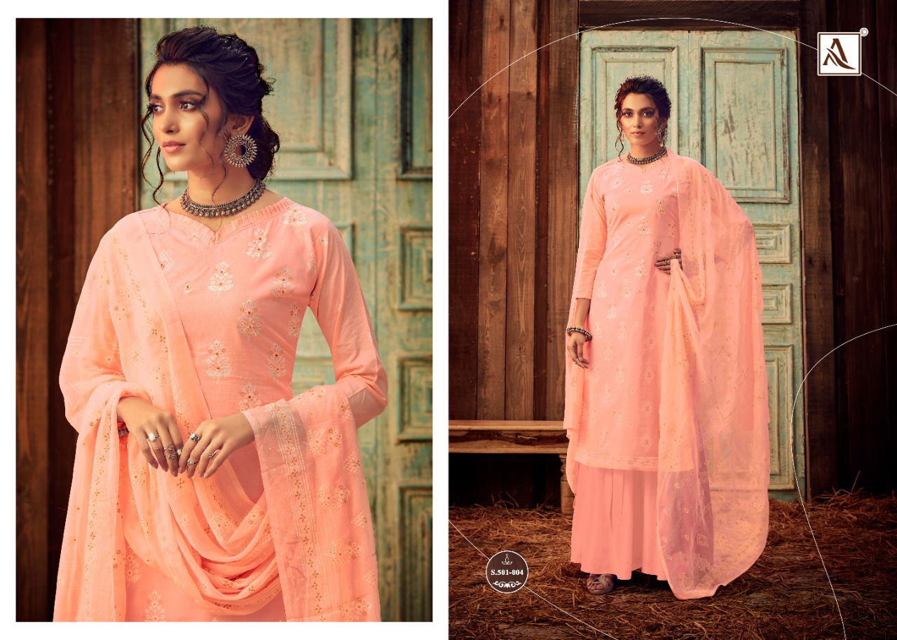 Alok Bloom Gold 2 Pure Lawn Cotton Designer Dress Material
